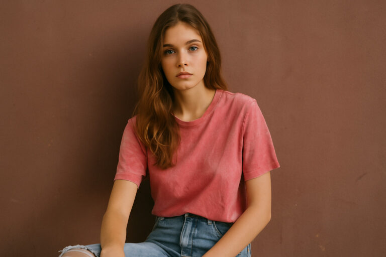 ttl model usa model christina model pink tarned shirt
