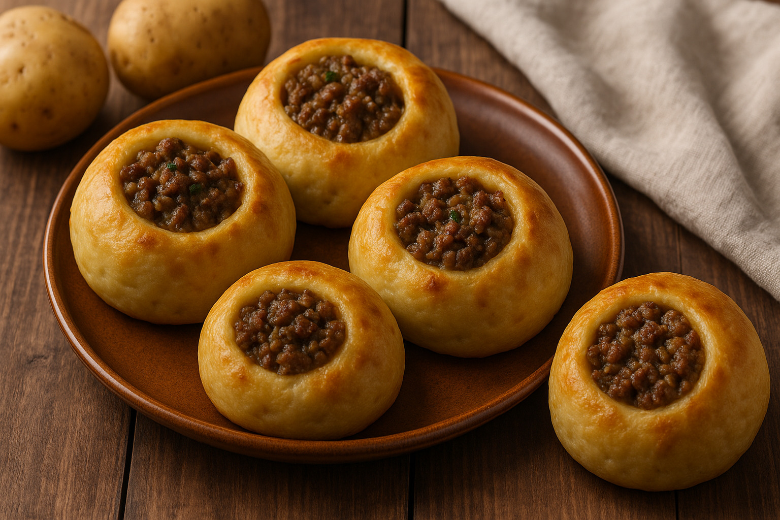 herzhafte hackfleisch kartoffelbrötchen - ein wärmendes komfortnahrung