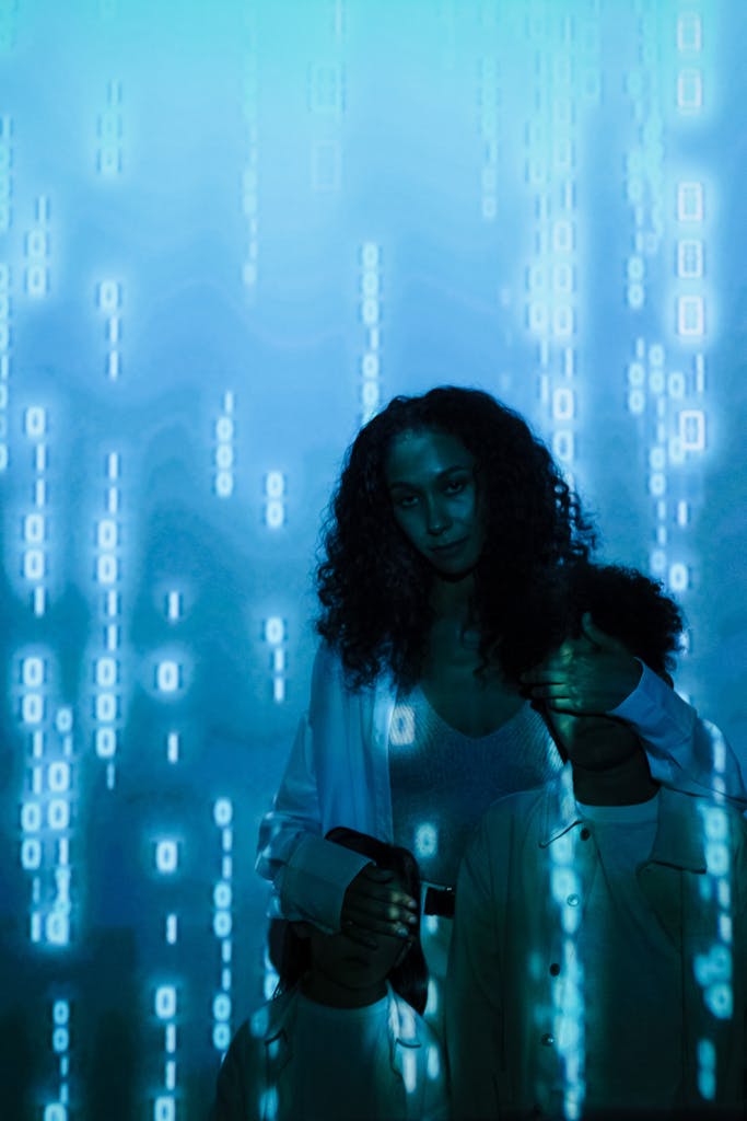 ItsCarlyJane leaks A mother and child with a digital screen projection, symbolizing online safety and privacy.