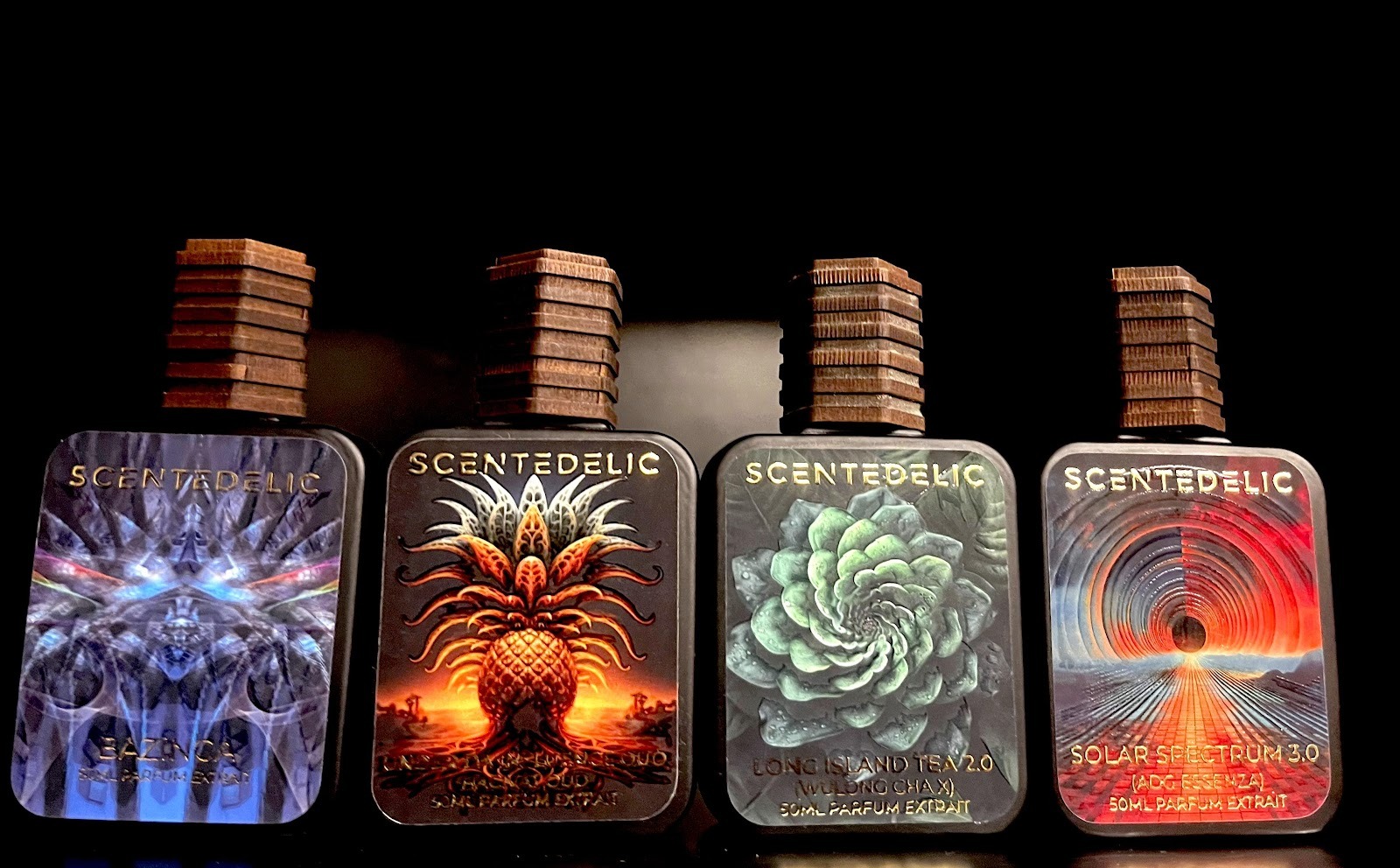 Scentedelic Bazinga is a handcrafted parfum extrait from the brand Scentedelic, which mixes psychedelic art vibes with perfumery.